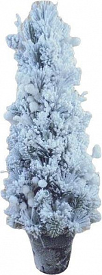 Искусственная елка в горшке заснеженная с белым декором 70 см разноцветный