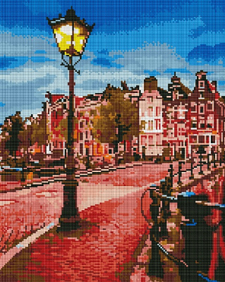 Алмазна мозаїка Жовтий ліхтар на вечірній вулиці 40x50 см DBS23889 Brushme