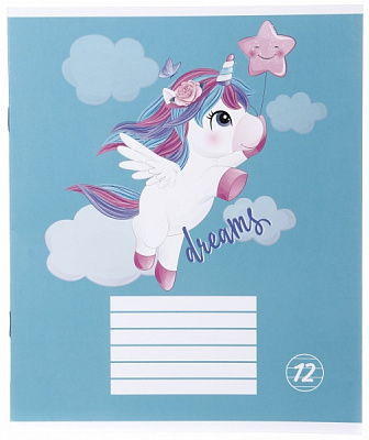 Тетрадь школьная Unicorn 12 листов линия Nota Bene
