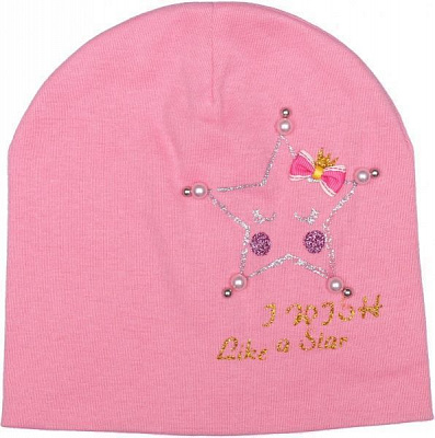Шапочка детская для девочки Kraft 302-Т р.48-50 розовый 