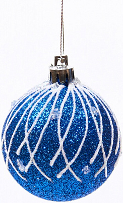 Шар новогодний Искра 100 мм синий 6551