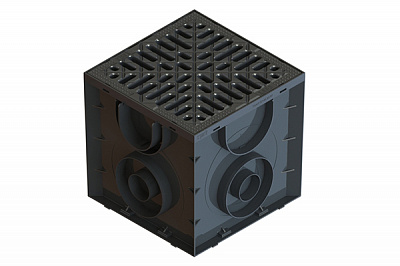 Дождеприемник Vodaland пластиковый Easy 250х250 с решеткой пластиковой щелевой черного цвета без корзины