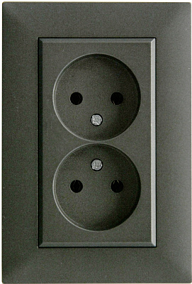 Розетка подвійна без заземлення Makel Rizz IP20 димчастий 88050017