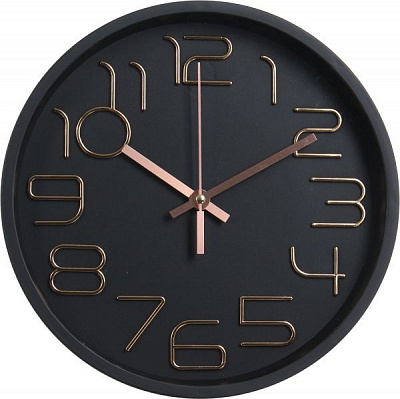 Годинник настінний Moment чорний із золотими цифрами 30 см