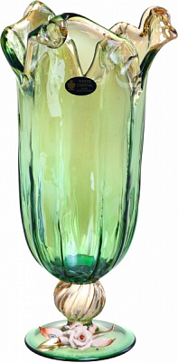 Ваза зеленая TULIPANO GREEN/HONEY, 21X44X21 White cristal