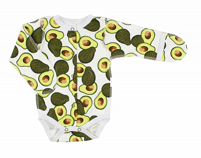 Боди унисекс Маленькие люди Авокадо р.56 белый с рисунком 