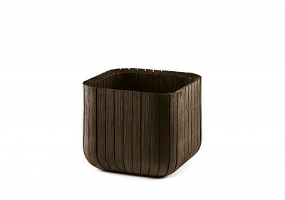 Горщик пластиковий Cube Planter L квадратний 50л коричневий