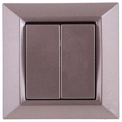 Выключатель двухклавишный UP! (Underprice) Vesta без подсветки 10 А 220-250В серый металлик