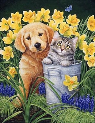 Набор для творчества со стразами на подрамнике Друзья 30х40 см Діамантові ручки 