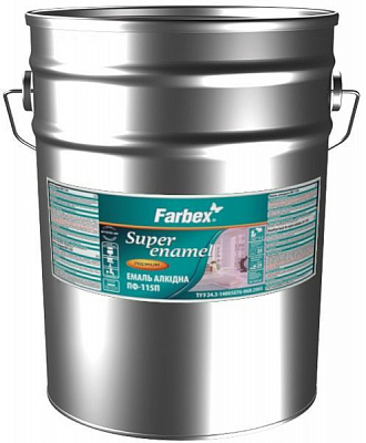 Эмаль Farbex алкидная ПФ-115П зеленый глянец 12кг