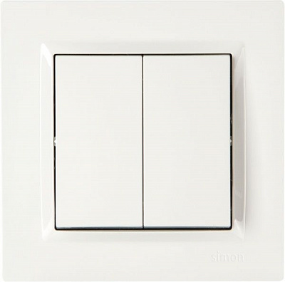 Вимикач двоклавішний Simon 10 без підсвітки 10 А 250В білий CW5.01/11