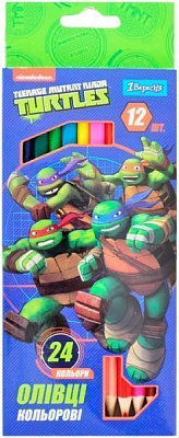 Олівці кольорові Ninja Turtles 12шт./24 кольори 1 вересня