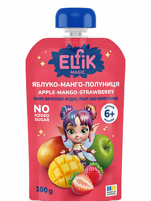 Пюре фруктовое Elfik Яблоко-Манго-Клубника 100 г