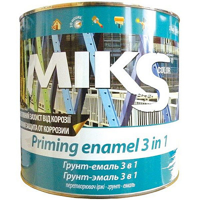Ґрунт-емаль MIKS Color 3 в 1 сірий глянець 2,5кг