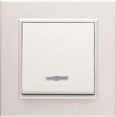 Выключатель одноклавишный Makel Karea с подсветкой жемчуг 56100021