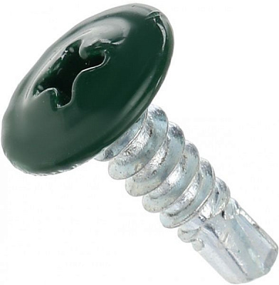 Саморез с пресс-шайбой со сверлом 4,2x16 мм вес зеленый RAL 6005 Expert Fix