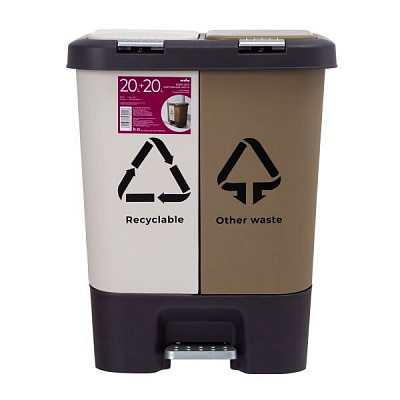 Відро MVM BIN-05 бежевий/коричневий (20л + 20л) 40 л бежевий із коричневим BIN-05(20+20L) Beige/Brown