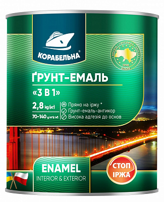 Грунт-эмаль КОРАБЕЛЬНА 3 в 1 черный мат 2,8кг