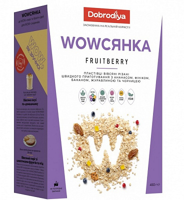 Хлопья овсяные Добродія Wowсянка Fruitberry 450 г 