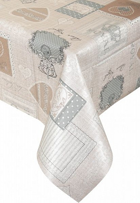 Скатертина Серце 180x137 см бежевий із малюнком Даріана
