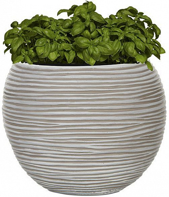 Кашпо керамическое Capi Rib круглый 2л слоновая кость (031618) 