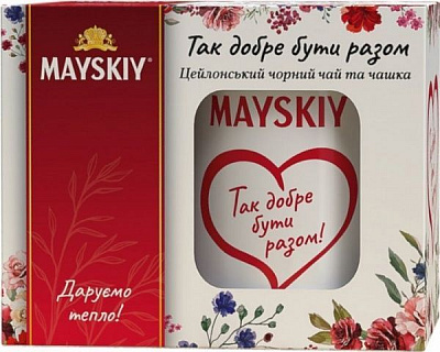 Чай черный Майский Так хорошо быть вместе и чашка 