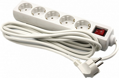 Сетевой фильтр PowerPlant 3 м, 3x1.0 мм², 8А, 5 розеток, евростандарт (JY-1052/3) PPSA08M30S5 