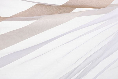 Ткань тюлевая полоски на сетке 300 см 645167/109 кремовый 