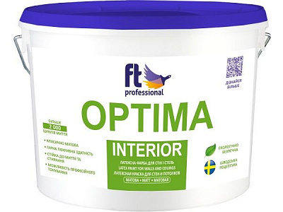 Краска латексная водоэмульсионная FT Professional Optima Interior Base A глубокий мат белый 3л 