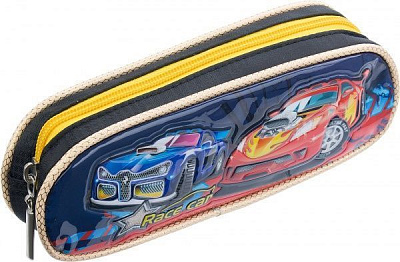 Пенал школьный Race car на молнии разноцветный
