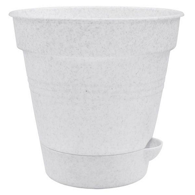 Горщик пластиковий Алеана Глорія круглий 1,5л білий із сірим (114021)