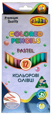 Карандаши цветные треугольные PASTEL 12 цветов 1712C CLASS