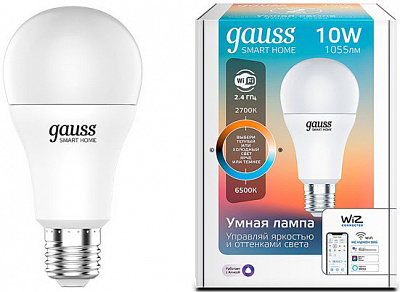 Лампа світлодіодна Gauss WIFI SMART DIM+CCT 10 Вт A60 матова E27 220 В 2700-6500 К 1080112