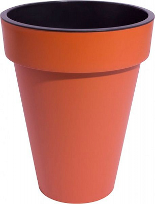 Горщик пластиковий Prosperplast Cube slim 2 в 1 круглий 55л теракот (74952-624)