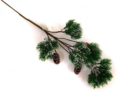 Декорація новорічна Гілка хвойна з шишками та пучками 54 см EPI-EYF18-514