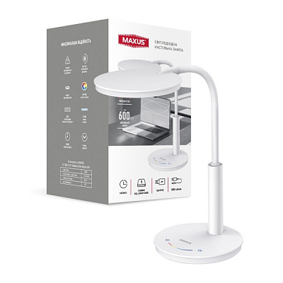 Настільна лампа офісна Maxus 10 Вт білий 1-MDL-10W-WH