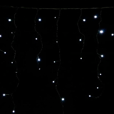 Гирлянда-штора Електрогірлянда-штора Феєрія біла, кабель зелений вбудований світлодіод (LED) 100 ламп 2 м