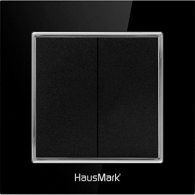Накладка на механізм вимикача двоклавішний HausMark Alta без підсвітки чорний SNG-SWP.SQ20MG2W1-BK