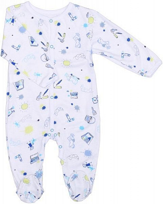 Комбинезон Маленькие люди 3701-111 р.74-80 белый с принтом 