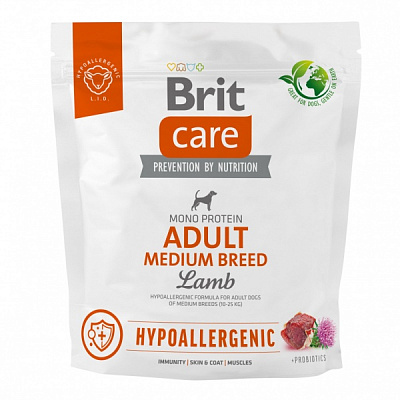 Корм сухой для средних пород Brit Care гипоаллергенный с ягненком 1 кг