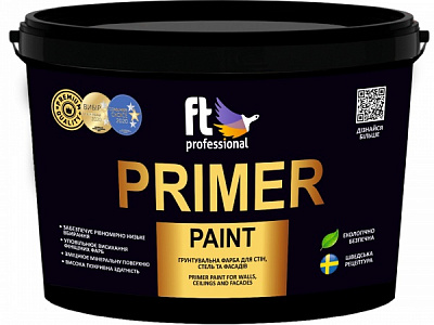 Грунтовочная краска водоэмульсионная FT Professional PRIMER PAINT глубокий мат белая 10л 
