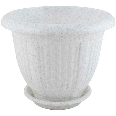 Горшок пластиковый Алеана Волна круглый 9л белый с серым (112044) 