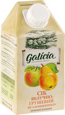 Сок Galicia Яблочно-грушевый пастеризованный 0,5л (4820151001635) 