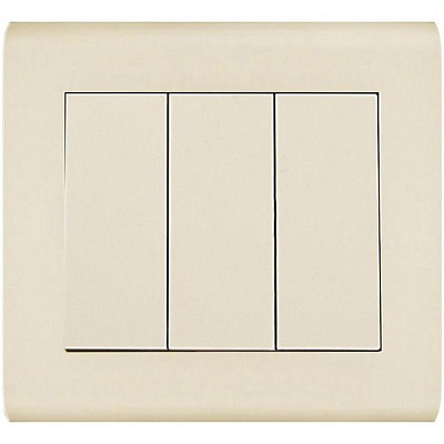 Вимикач триклавішний Makel Manolya без підсвітки 10 А 250В слонова кістка 41010091