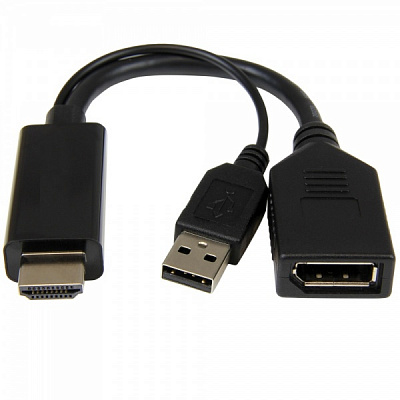 Адаптер із роз'ємами Cablexpert HDMI на DisplayPort, 4K 0,1 м чорний (A-HDMIM-DPF-01)