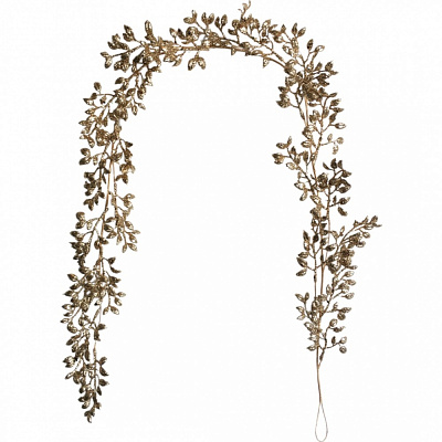 Декорация новогодняя гирлянда с листьями 120 см золотая (SA2892G4-1)