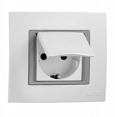 Розетка с заземлением Mono Monte с крышкой белый 105-010107-118