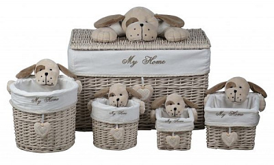 Корзина плетеная с текстилем Tony Bridge Basket детская 28x26 см JME18-5TK-2 