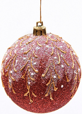 Куля новорічна Крила 100 мм червоний 7114