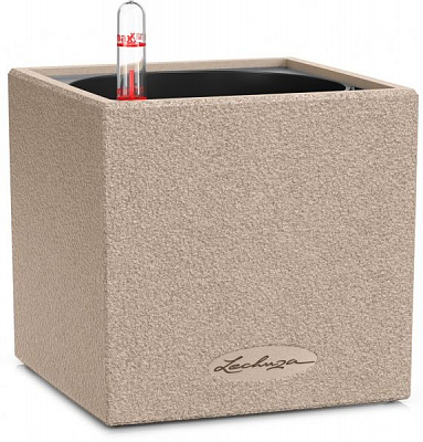 Вазон пластиковий Lechuza CANTO Stone 14 квадратний 0,5л пісочно-бежевий (13471)